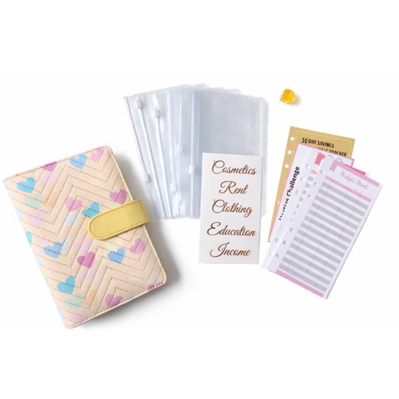Budget Binder A6 Hartjes Geel - Complete Spaarmap Set